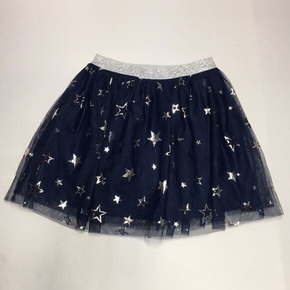 Jumping Beans 4th of July Elastic Waist Blue Silver Starry Skirt girls 8 - Picture 1 of 5